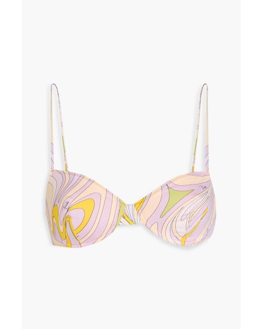 Emilio Pucci White Printed Underwired Bikini Top