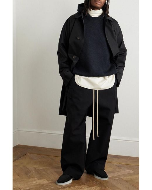 Fear Of God Black Eternal Oversized Logo-Appliquéd Twill Coat for men