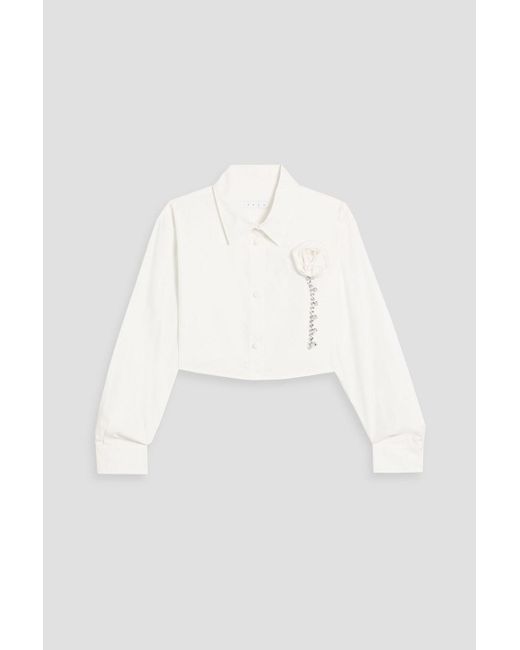 Area White Cropped Embellished Cotton-poplin Shirt