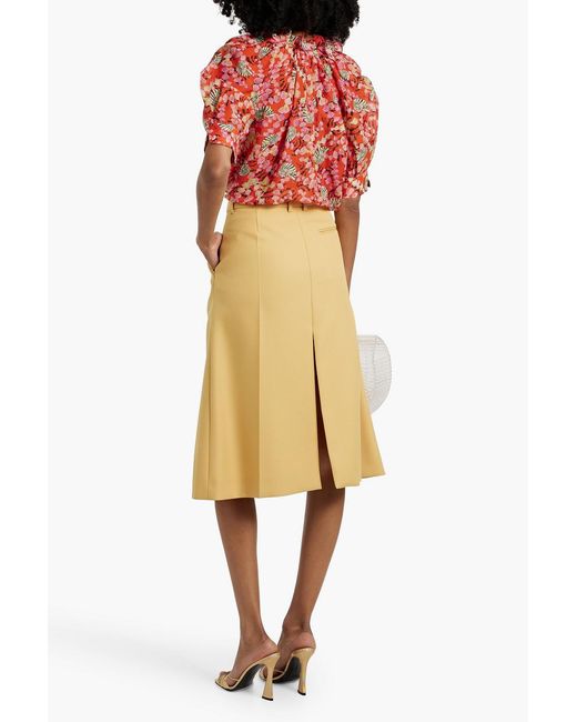 Saloni Red Josie Printed Cotton And Silk-Blend Voile Top
