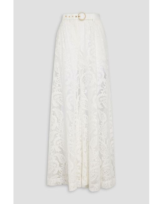Zimmermann White Cotton-blend Lace Wide-leg Pants