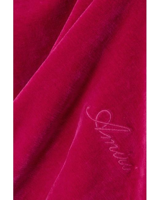 Amiri Red Cropped Cotton-Velour Hoodie