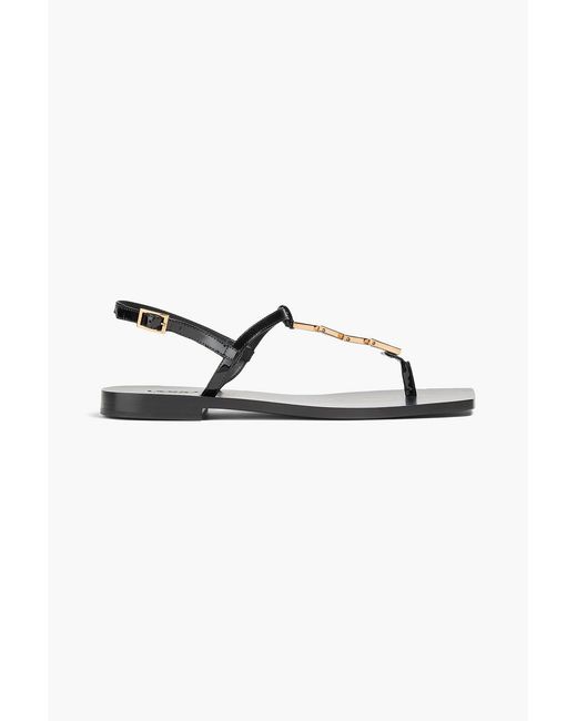 Versace Black Embellished Patent-leather Slingback Sandals