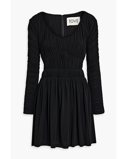 TOVE Black Romy Ruched Stretch-jersey Mini Dress