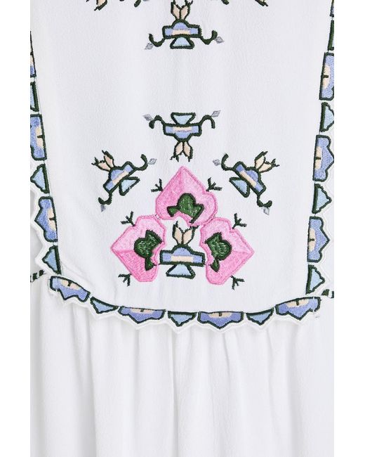 Isabel Marant White Sinezia Embroidered Crepe Midi Dress