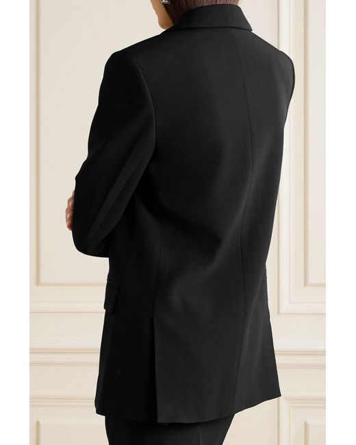 Nina Ricci Black Double-breasted Satin-trimmed Cady Blazer