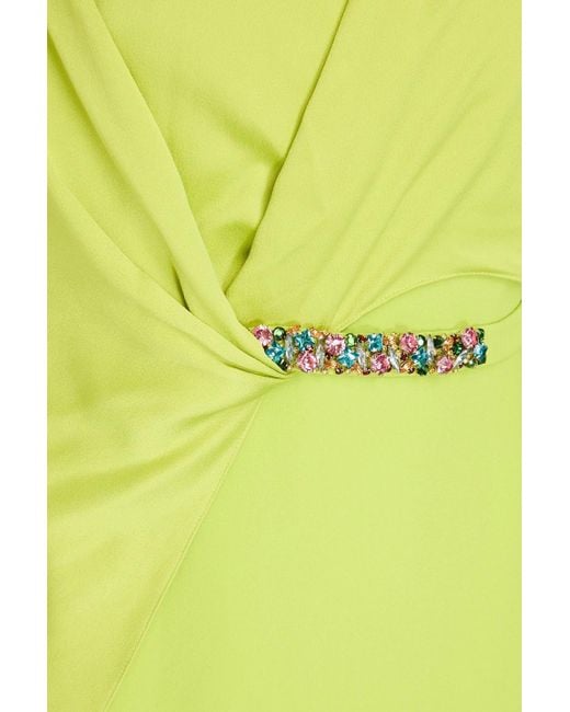 Safiyaa Yellow Crystal-embellished Satin-crepe Gown