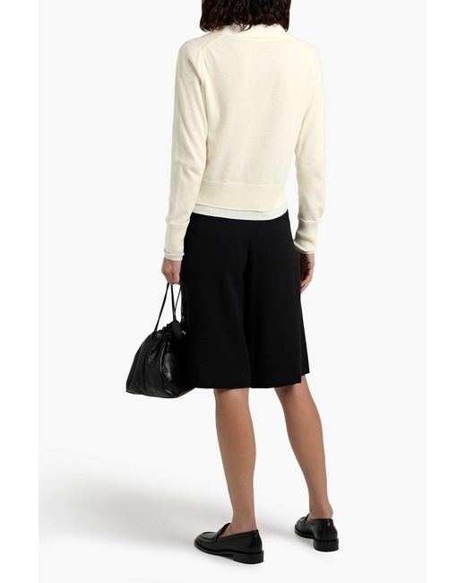 Vince White Layered Cotton-blend Polo Sweater