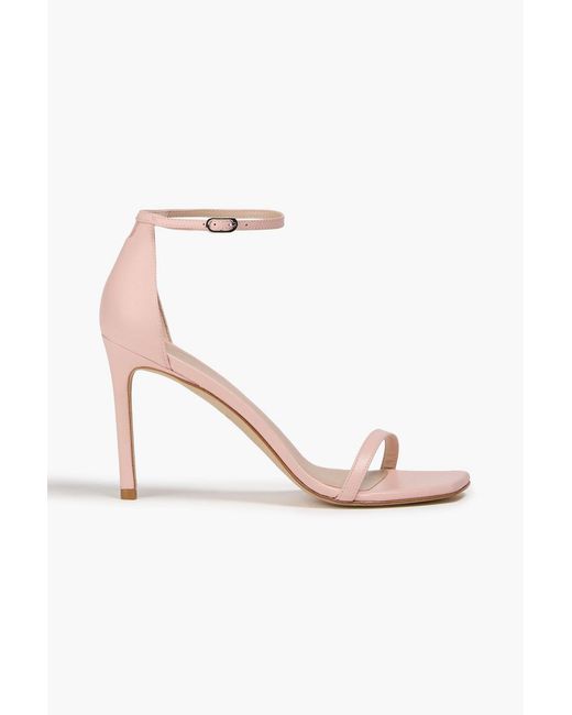Stuart Weitzman Pink Amelina 95 Leather Sandals