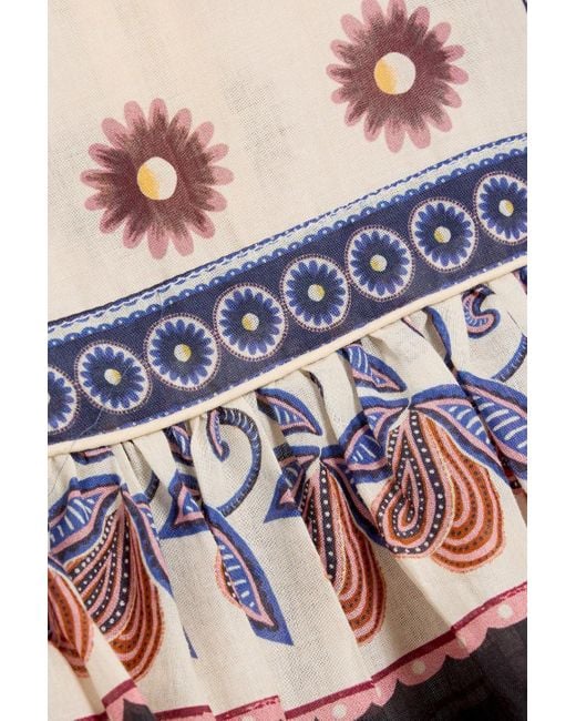 Farm Rio White Floral-Print Cotton-Voile Blouse