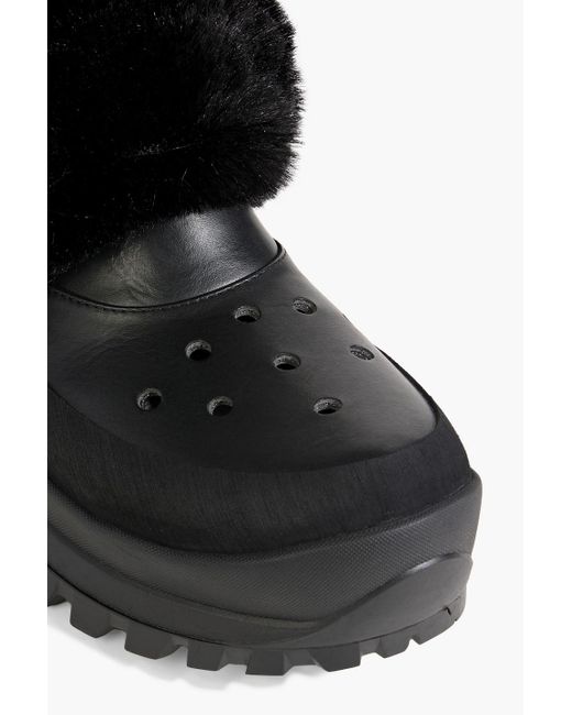 Stella McCartney Black Trace Faux Fur, Faux Leather And Rubber Slingback Clogs