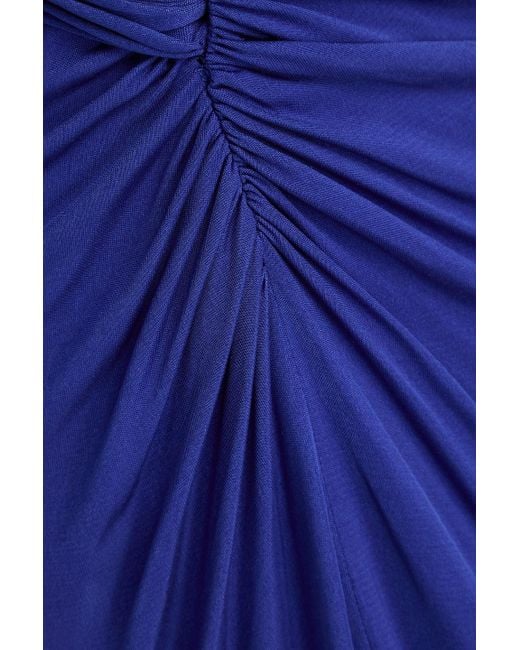 Costarellos Blue Ruched Stretch-jersey Gown