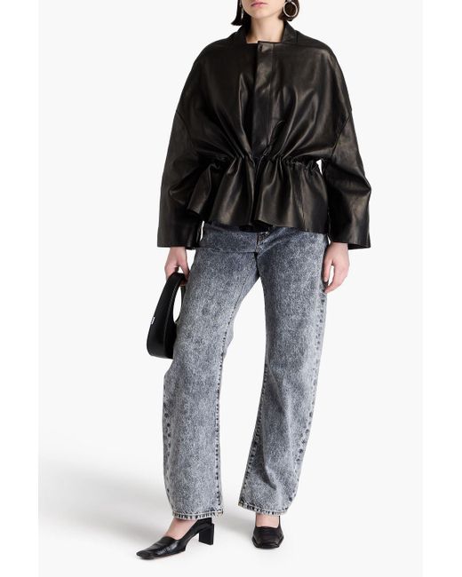 Rick Owens Black Sail Leather Jacket