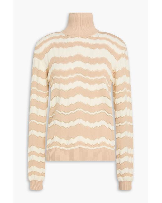 Missoni Natural Crochet-Knit Turtleneck Sweater