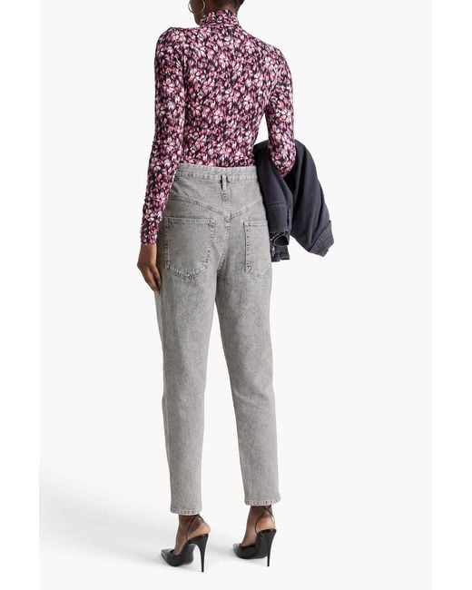 Isabel Marant Gray Padeloisa Acid-Wash High-Rise Tapered Jeans