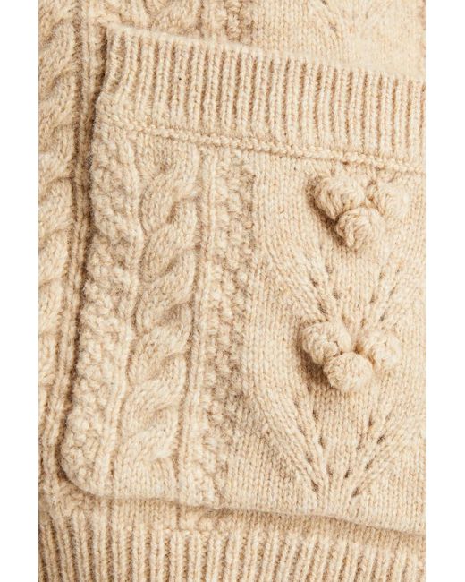Sandro Natural Pompom-embellished Wool Cardigan
