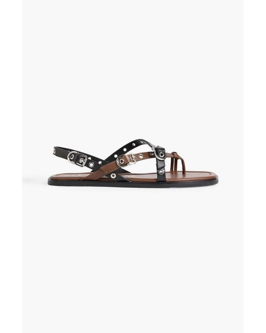 3.1 Phillip Lim Black Two-Tone Leather Slingback Sandals