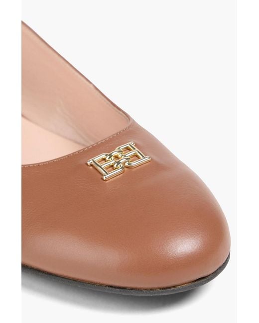 Bally Brown Embellished Leather Slingback Flats