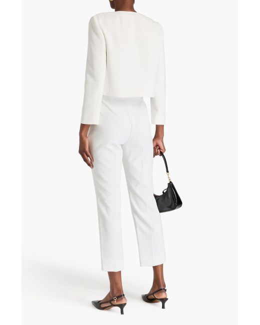 Theory White Cropped Crepe Tapered Pants