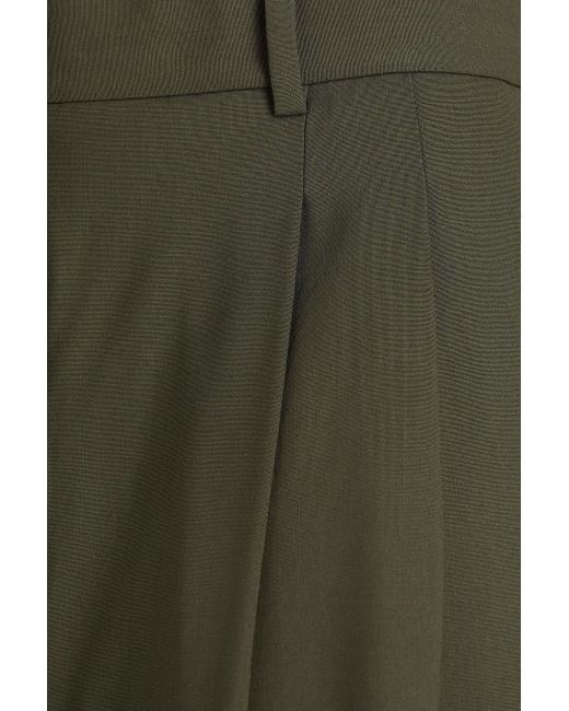 Theory Green Wool-blend Straight-leg Pants
