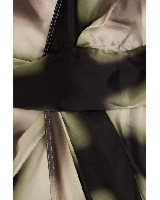Rick Owens Black Printed Cupro-satin Halterneck Midi Wrap Dress