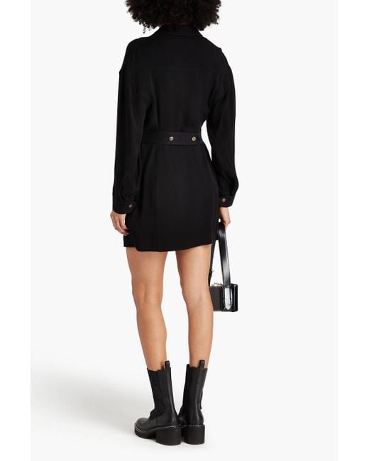 Victoria Beckham Black Cutout Crepe Mini Shirt Dress