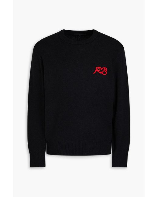Rag & Bone Black Embroidered Wool Sweater for men