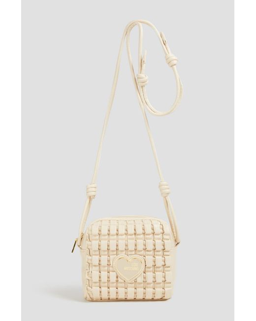 Love Moschino Natural Woven Faux Leather Shoulder Bag