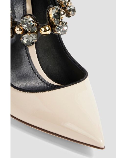 Dolce & Gabbana Natural Embellished Patent-leather Mary Jane Pumps