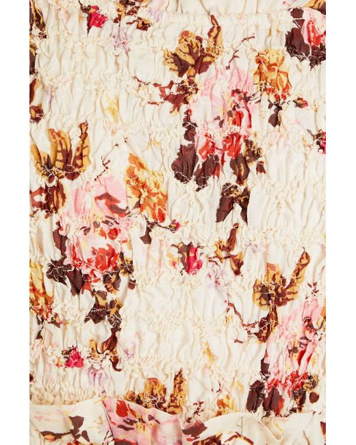 Sea Brown Esme Tiered Floral-print Ramie Midi Dress