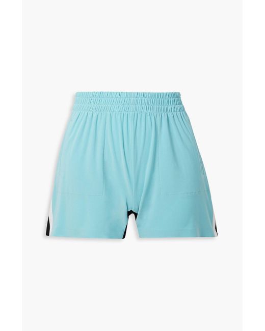 Norma Kamali Blue Two-tone Stretch-jersey Shorts