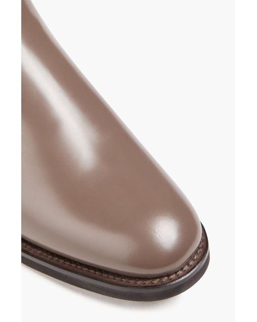 Brunello Cucinelli Brown Chelsea-boots aus leder mit zierperlen