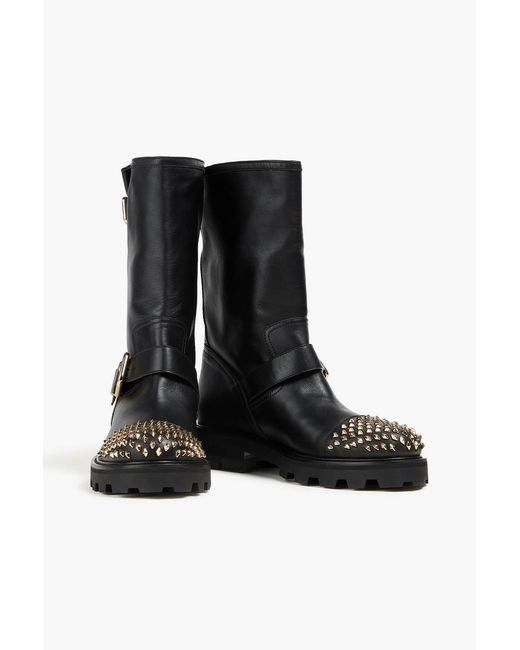 Jimmy Choo Black Biker Ii Studded Leather Ankle Boots