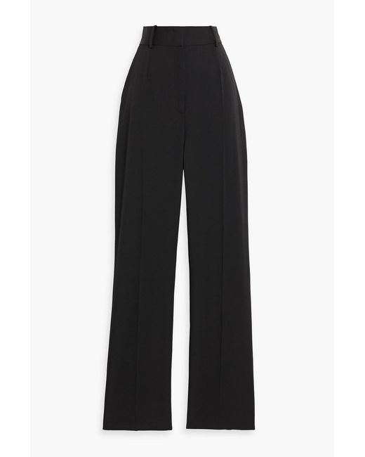 Another Tomorrow Black Wool-Blend Twill Straight-Leg Pants