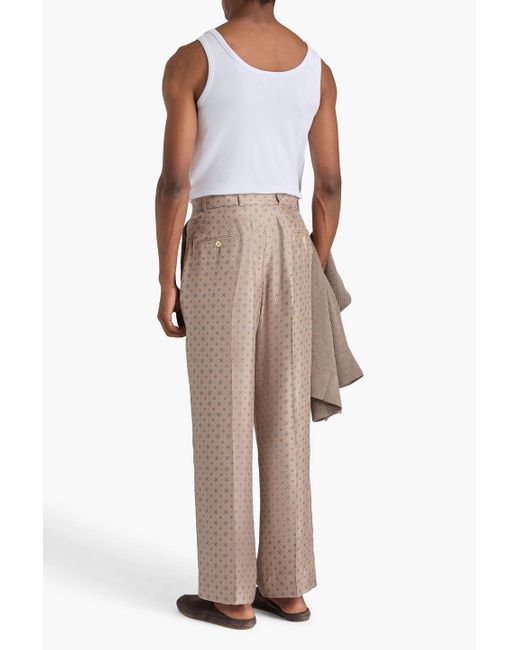 Officine Generale Hose "nash" aus seiden-twill mit print und gürtel in Natural für Herren