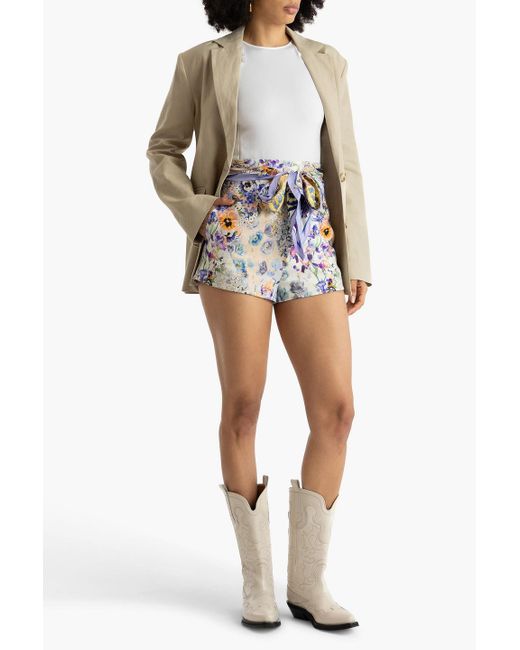 Zimmermann White Floral-print Linen-canvas Shorts