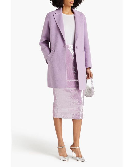 Maje Purple Brushed Wool-blend Felt Coat
