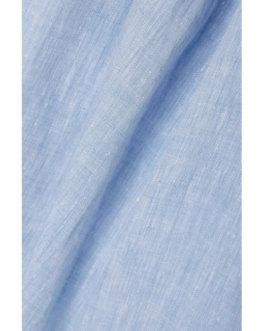 Lafayette 148 New York Blue Riverside Linen Wide-leg Pants