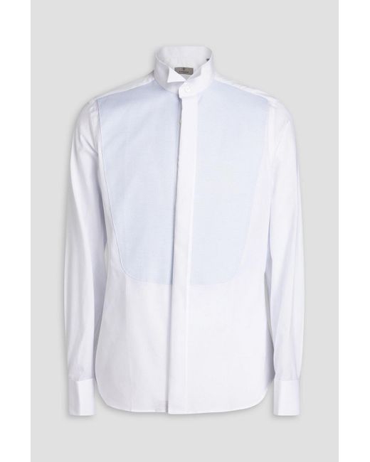 Canali White Cotton-piqué Tuxedo Shirt for men
