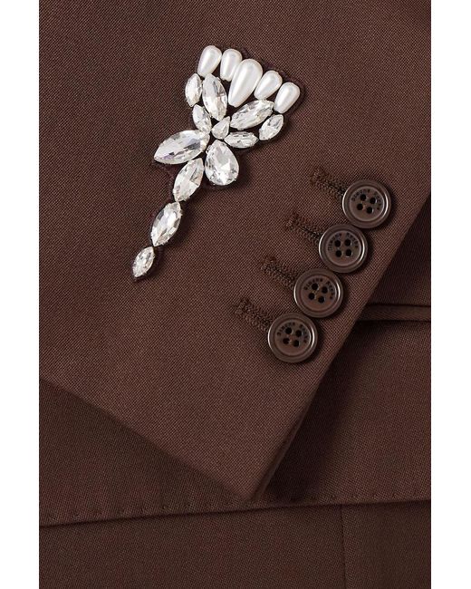 Simone Rocha Brown Embellished Twill Blazer for men