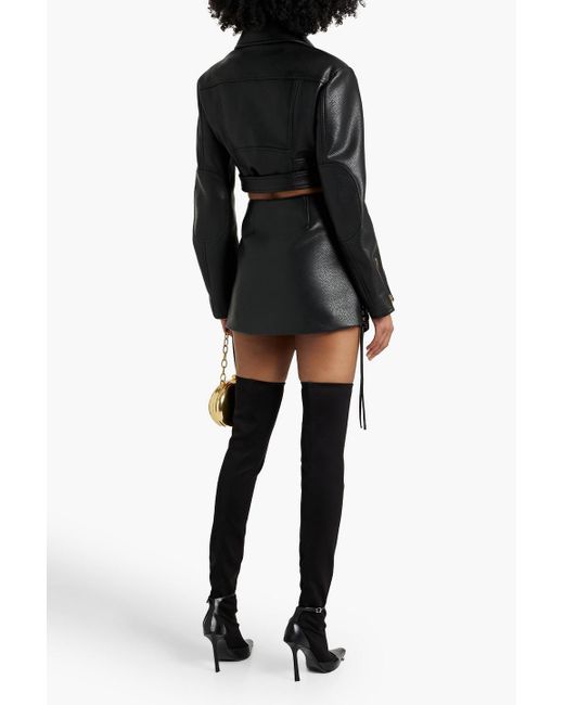 Jonathan Simkhai Black Rider Lace-up Leather-blend Mini Skirt