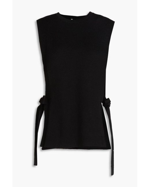 Valentino Garavani Black Tie-detailed Ribbed Wool Vest