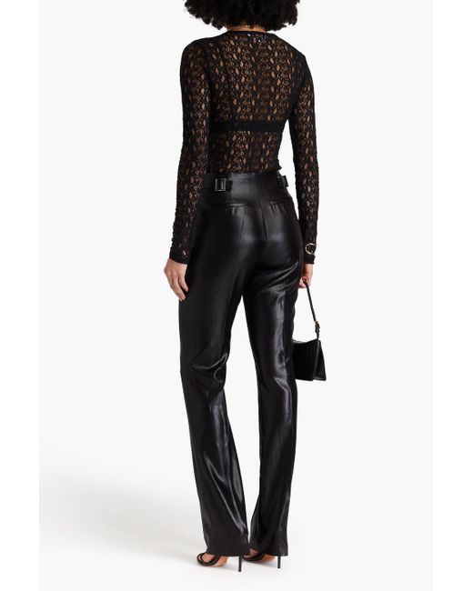 Nanushka Black Hose mit schmalem bein aus satin