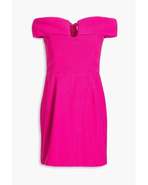 Rebecca Vallance Pink Last Dance Off-the-shoulder Embellished Tulle Mini Dress