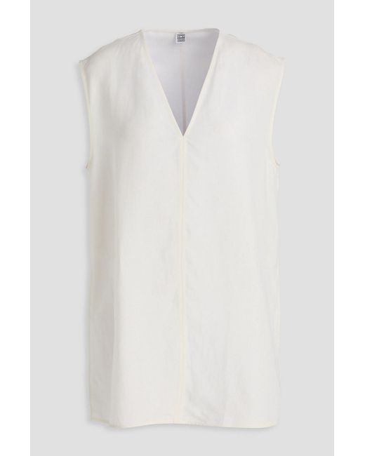 Totême  White Lyocell And Linen-blend Top