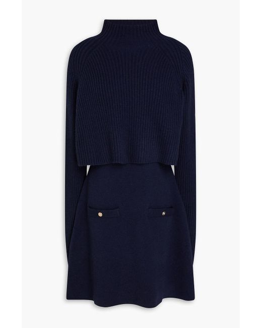 Maje Blue Convertible Knitted Mini Dress