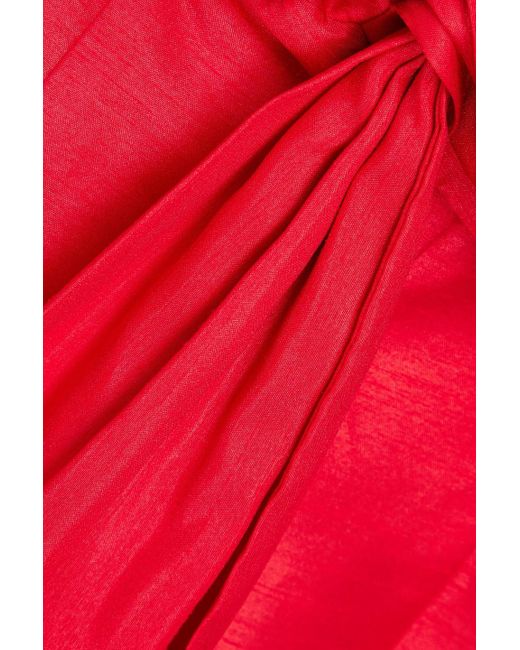Nicholas Red Strapless Draped Shantung Top