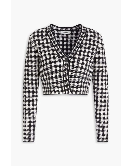 Sandro Black Cropped Gingham Jacquard-knit Cardigan