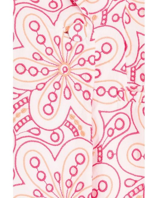 Charo Ruiz Pink Kora Broderie Anglaise Cotton-Blend Blazer