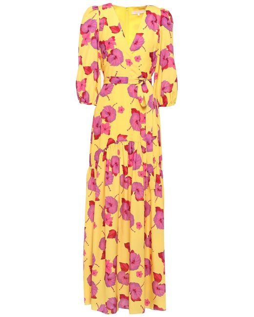 Borgo De Nor Orange Salma Belted Floral-print Crepe De Chine Maxi Dress